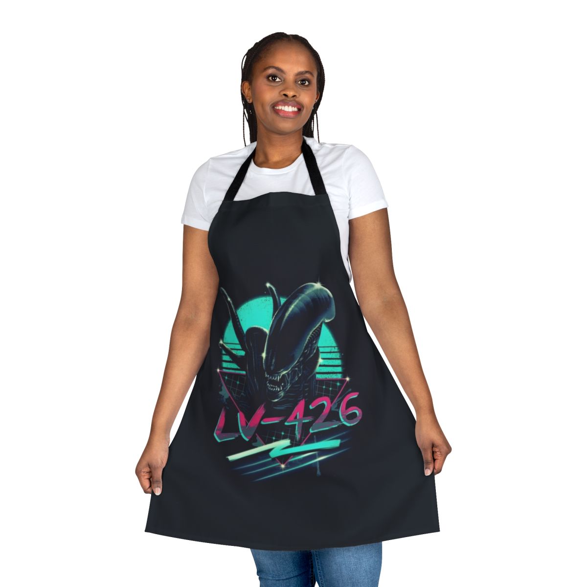 Illustration of a space alien xenomorph on an apron