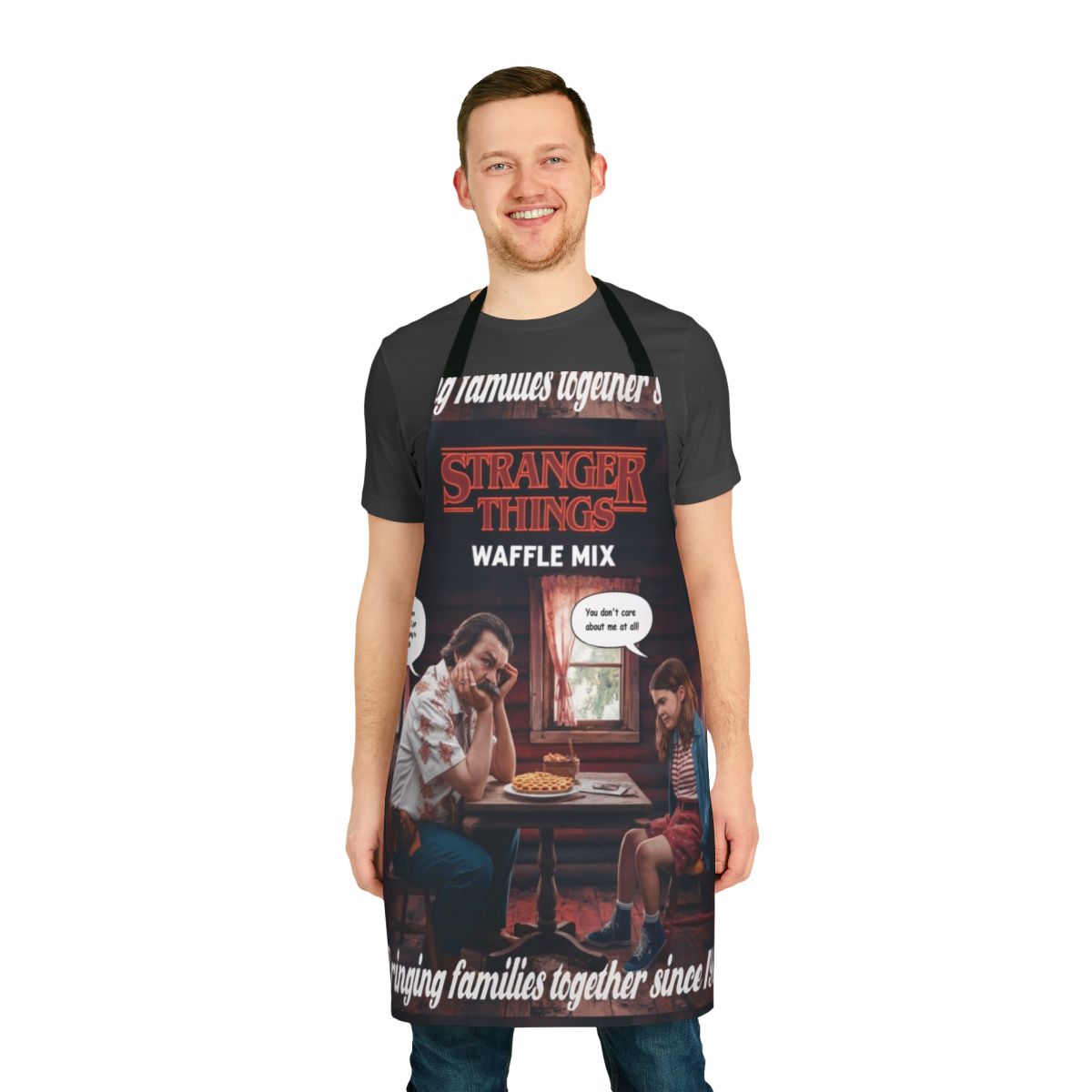 Strange mix apron with Stranger Things-inspired design