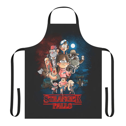 Stranger Things and Gravity Falls inspired apron featuring a unique crossover design