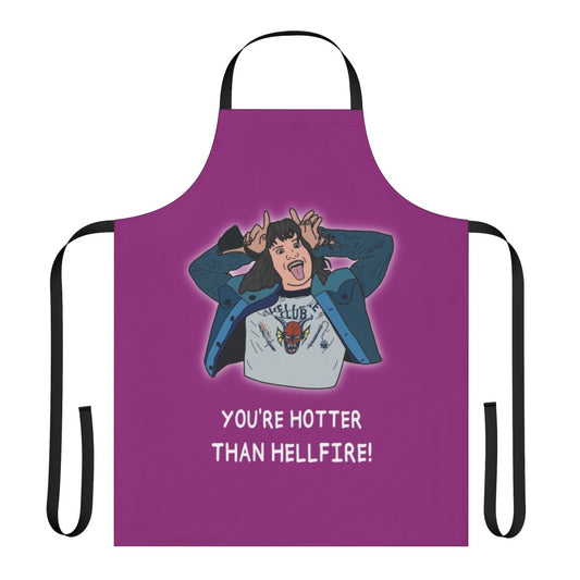 Stranger Things inspired apron with Eddie Munson and Hellfire Club design