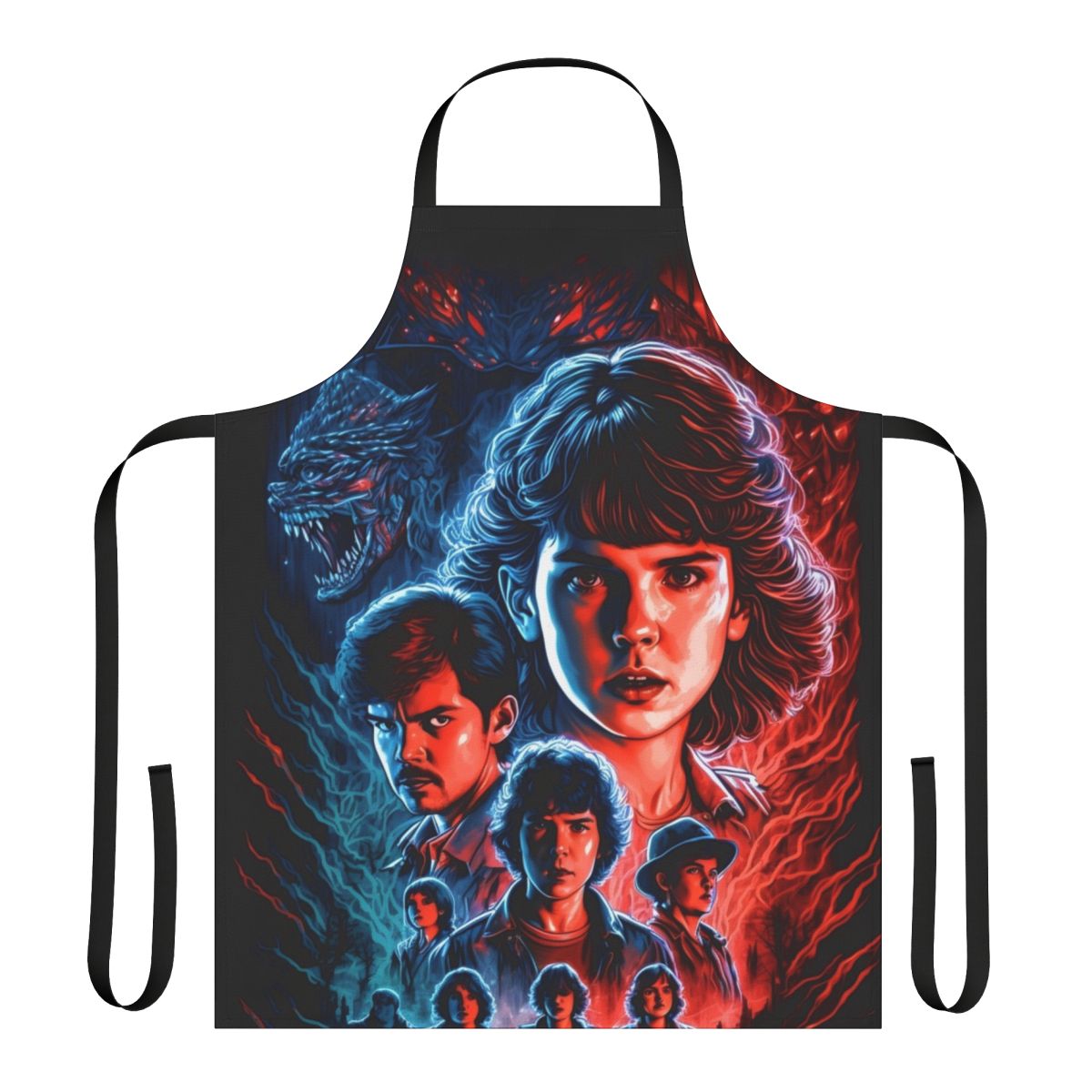 Colorful Stranger Things inspired Japanese anime style apron