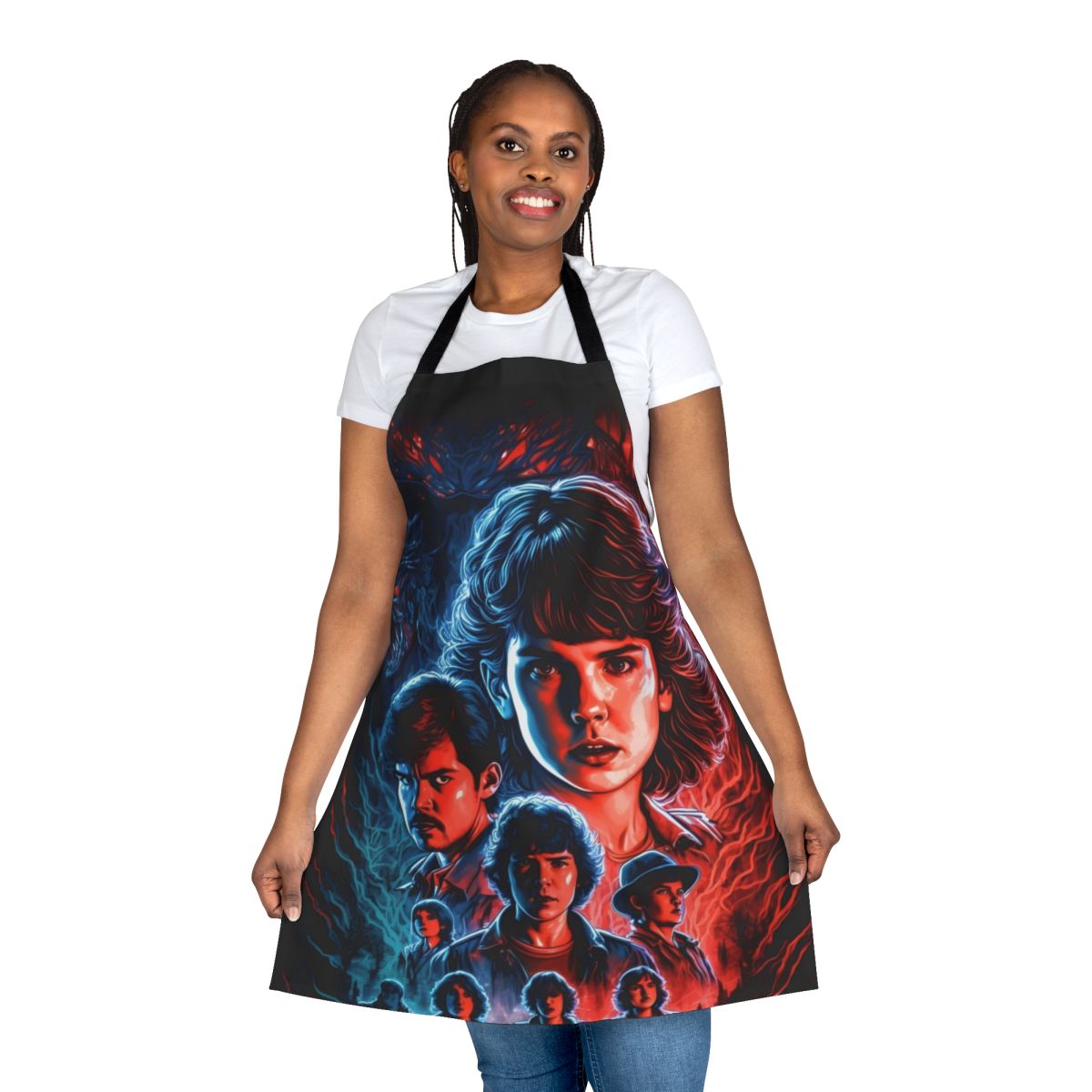 Colorful Stranger Things inspired Japanese anime style apron