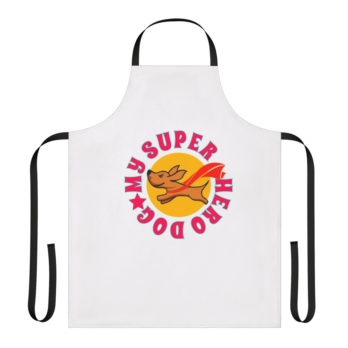 Apron featuring a fun and original superhero dog design