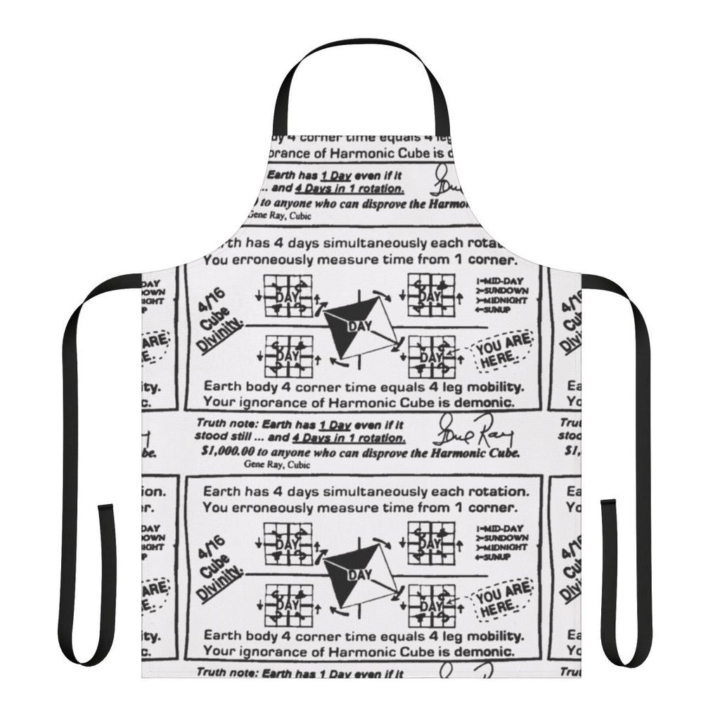 Apron featuring the iconic "time cube" design, a humorous meme and troll-inspired accessory.