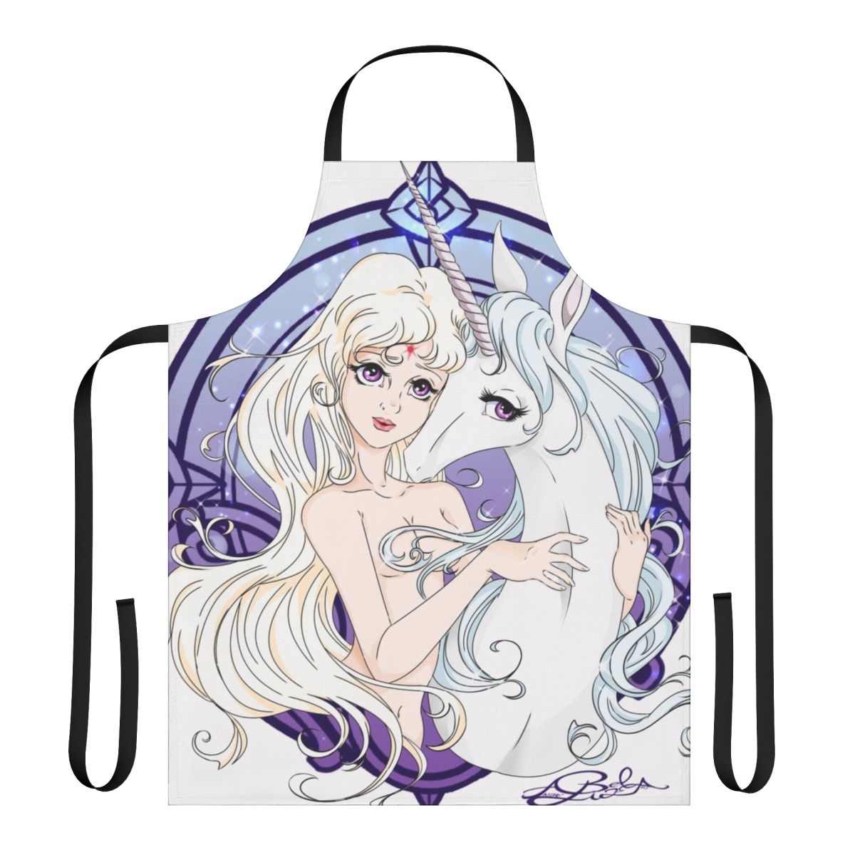 Handmade unicorn-themed apron with a fantasy design