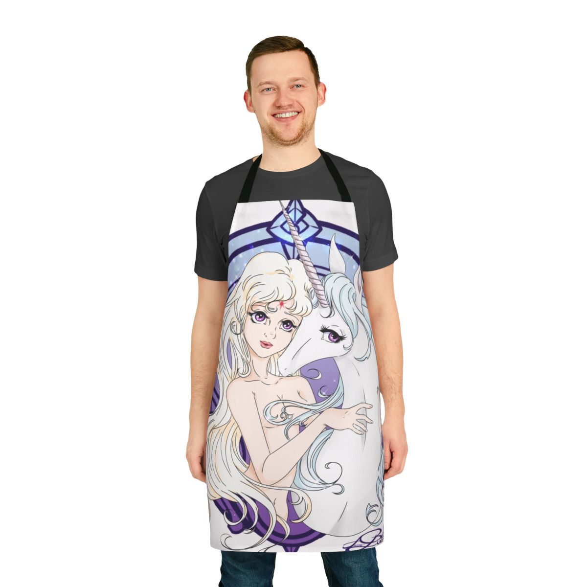 Handmade unicorn-themed apron with a fantasy design