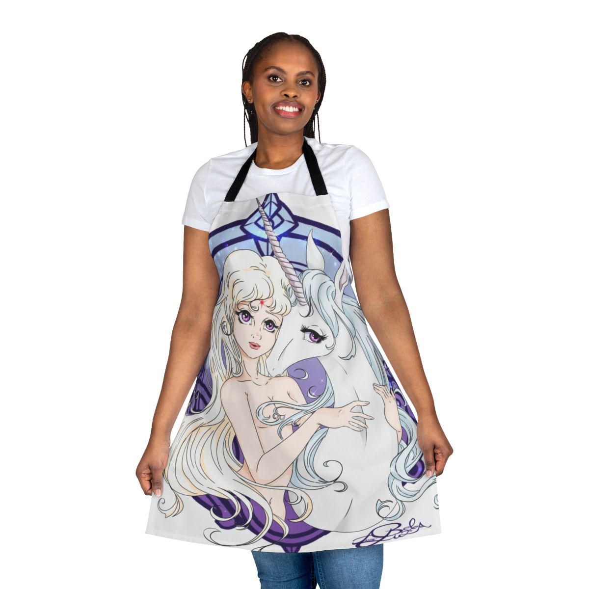 Handmade unicorn-themed apron with a fantasy design