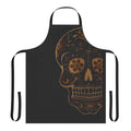 A stylish wood sugar skull apron with a gothic, artistic design.