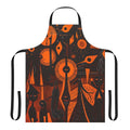 Large black apron with woodcut-style ancient alien design
