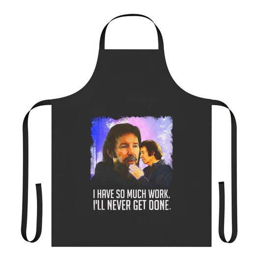 A stylish and durable work apron featuring a design inspired by the indie film Fateful Findings.