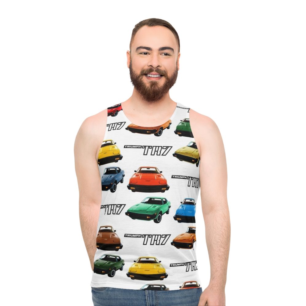 Unisex 70s Triumph TR7 Vintage Car Pattern Tank Top