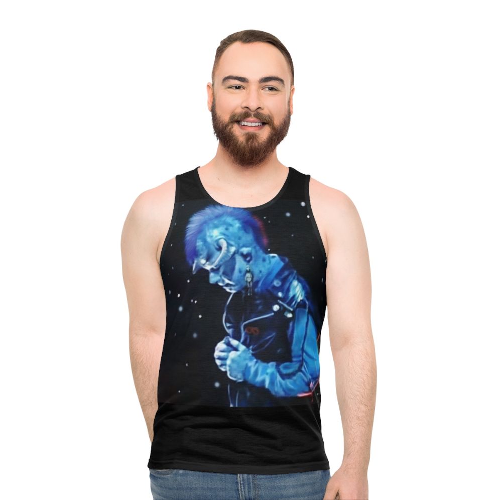 Unisex 80s nostalgia tank top with Maurice the creature design