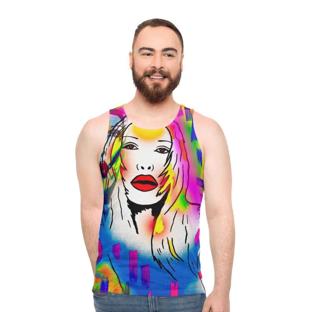 Unisex 80s Retro Tank Top with Pete Burns Celebrity Merchandise Design