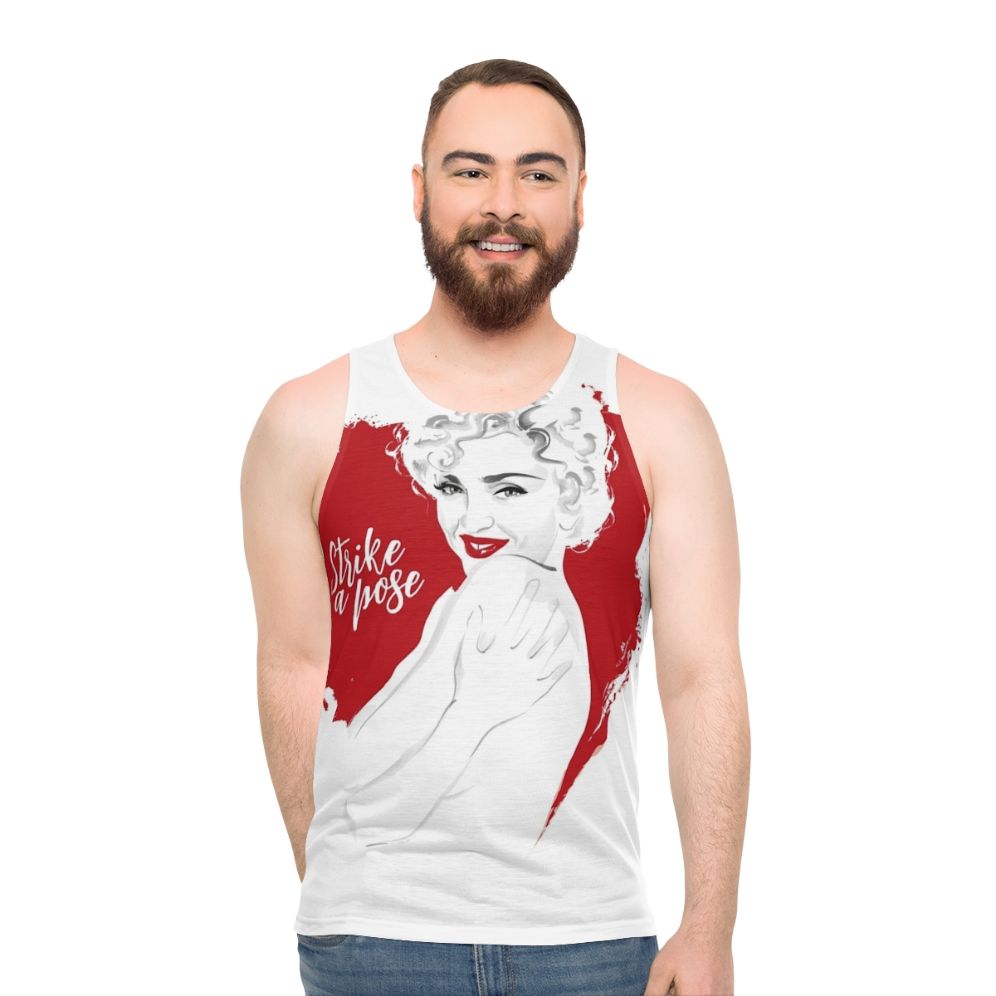 Unisex 90s dance tank top with alejandro mogollo art