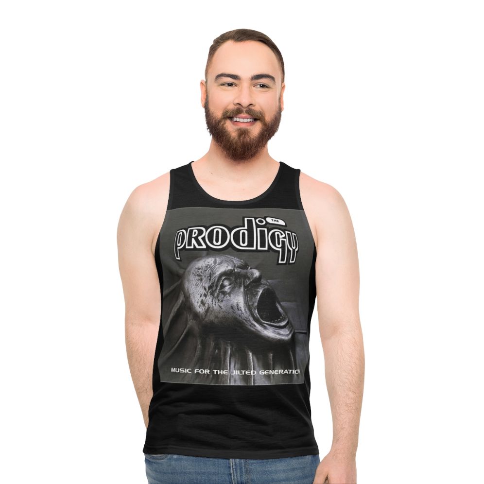 Unisex tank top featuring 90s electronic music design