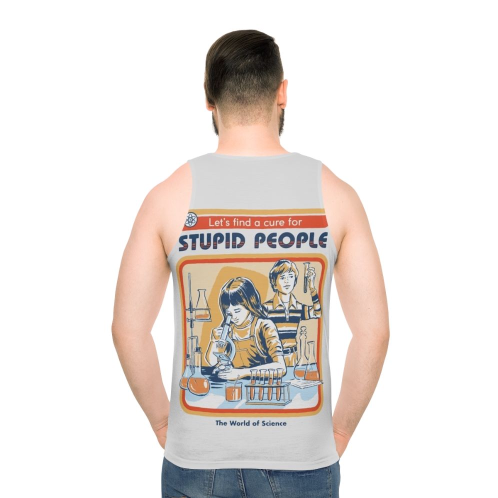 Unisex "A Cure for Stupid People" tank top, featuring a humorous science-inspired design