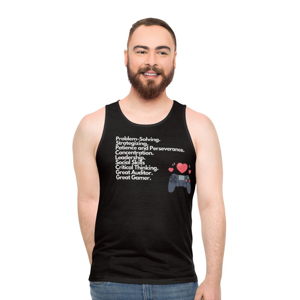 Unisex tank top for accounting and gaming enthusiasts