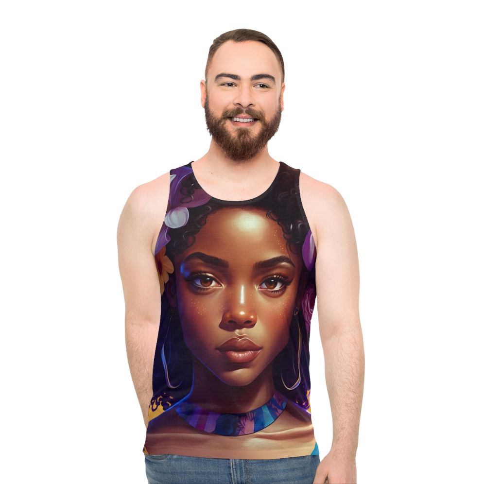 Unisex Afro Tank Top Celebrating Black Beauty and Culture