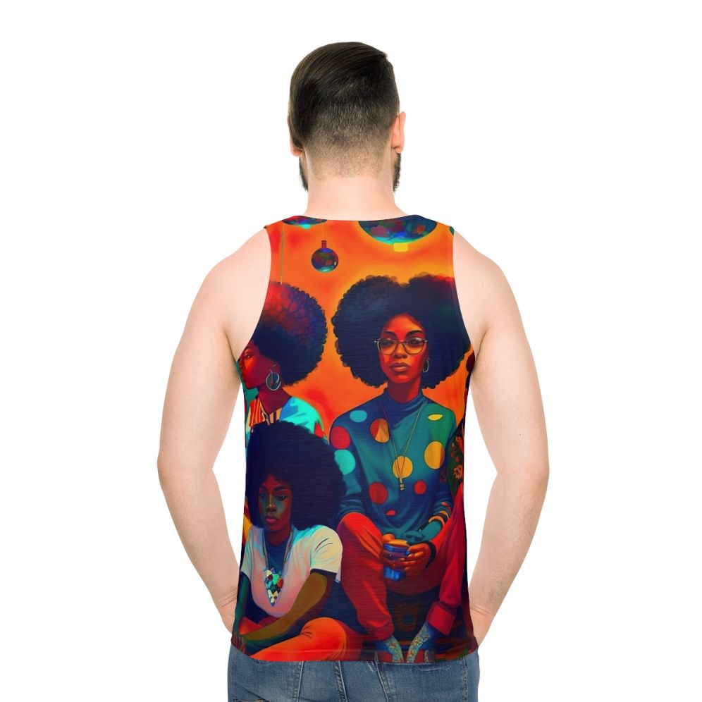 Unisex tank top with afrofuturistic, psychedelic art design