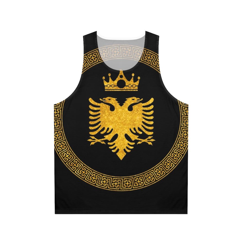 Unisex tank top with Albanian flag and double headed eagle design