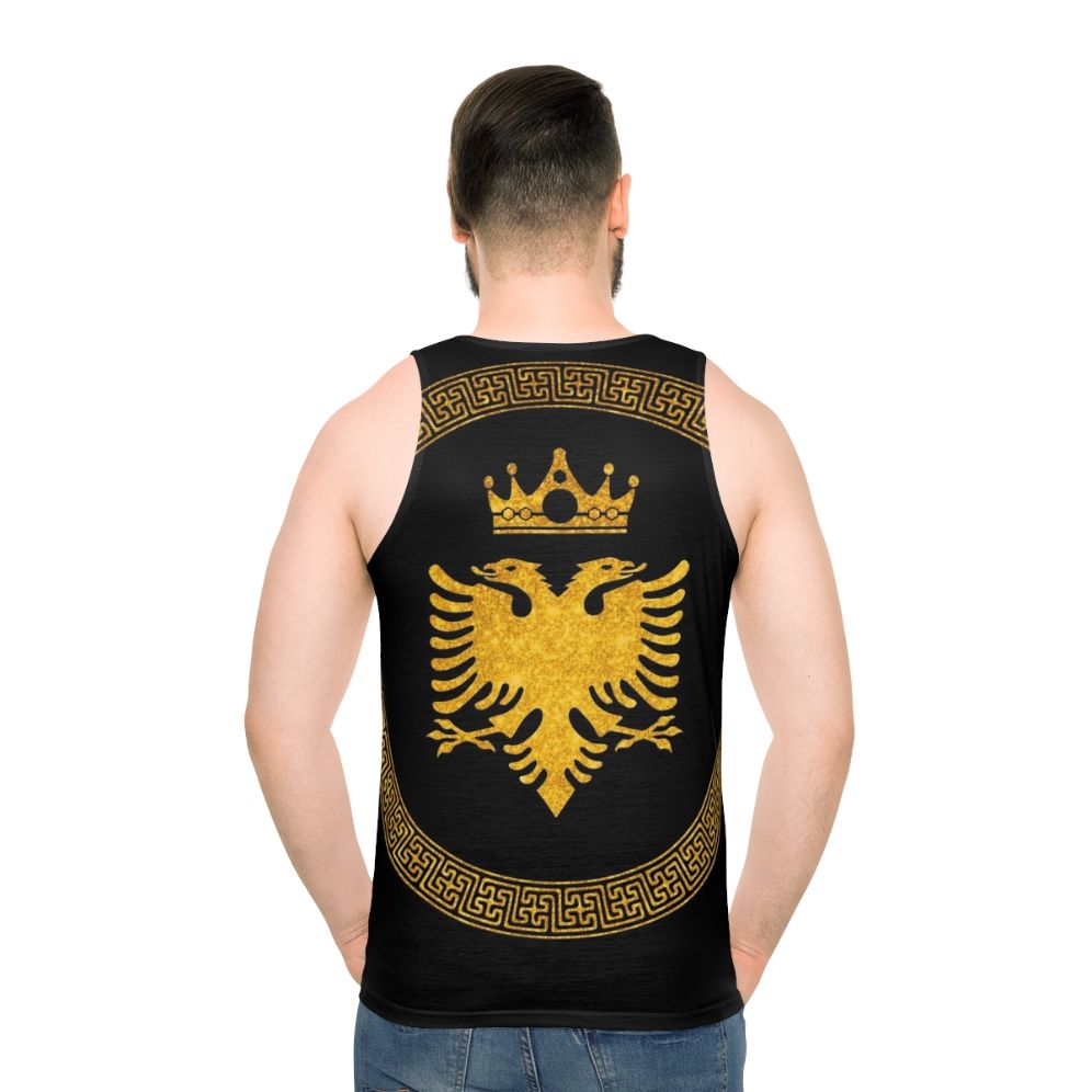 Unisex tank top with Albanian flag and double headed eagle design