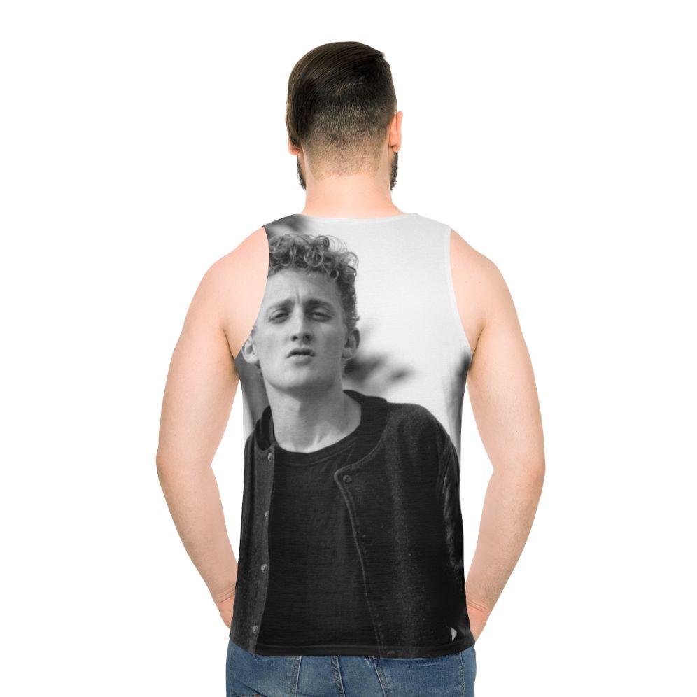 Unisex Alex tank top with black and white portrait design