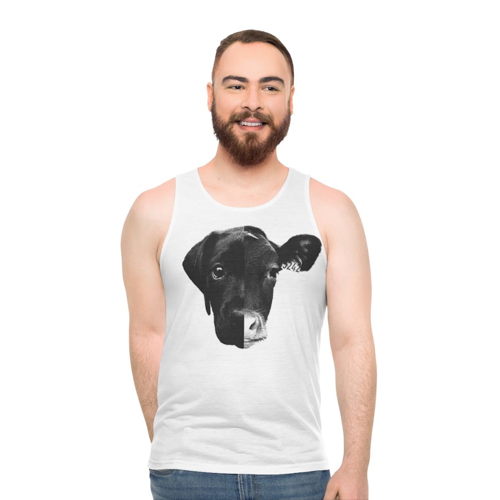 Unisex animal equality black and white tank top