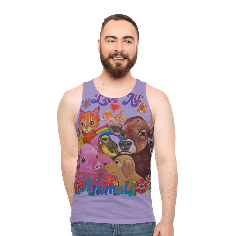 Unisex tank top with psychedelic animal design