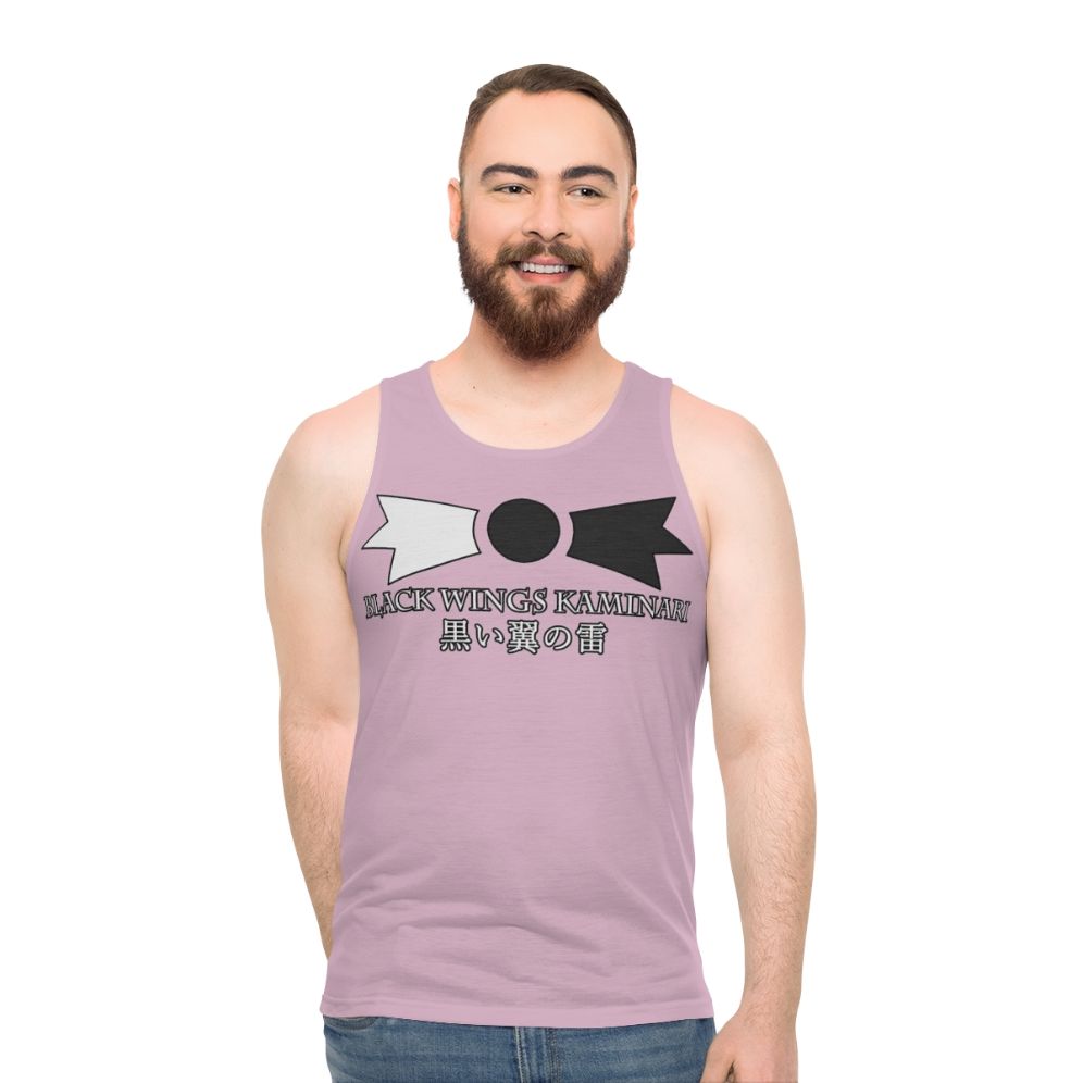 Unisex anime-inspired tank top with thunder wings design