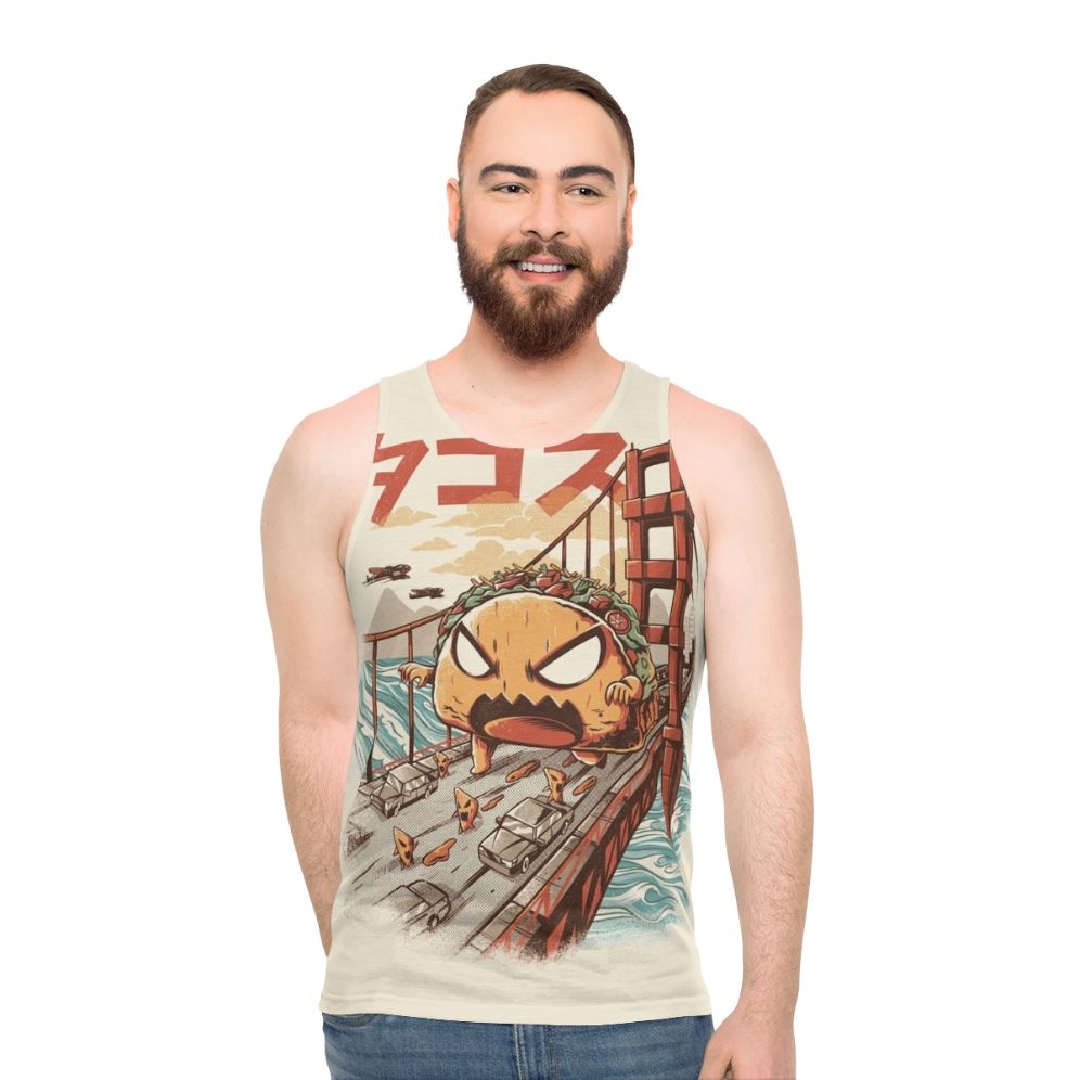 Unisex anime inspired Japanese kaiju graphic tank top