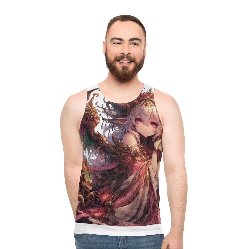 Unisex anime-inspired tank top featuring a beautiful anime girl