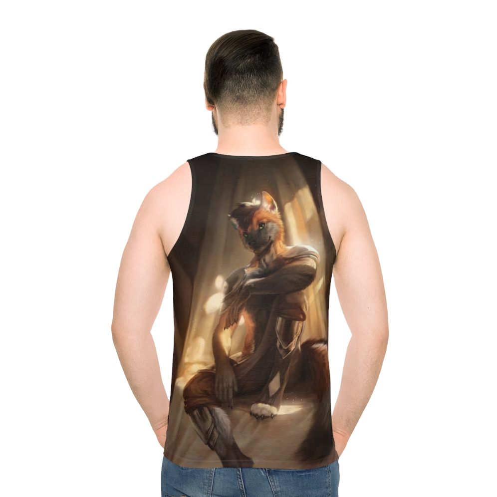 Unisex anthro wolf tank top with digital art design