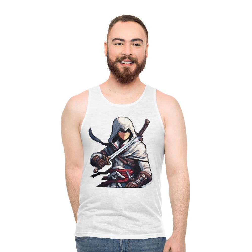 Unisex pixel art Assassin's Creed video game tank top