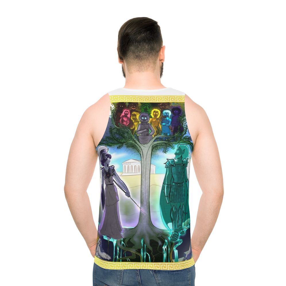 Unisex tank top with Athena and Arachne Greek mythology design