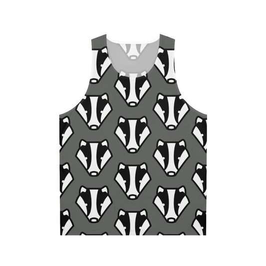 Unisex badger themed tank top with grey and black design