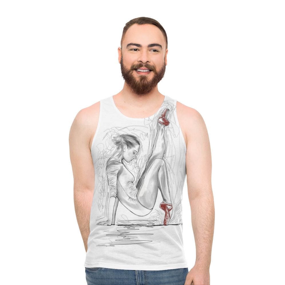 Unisex ballet dancer red shoes tank top