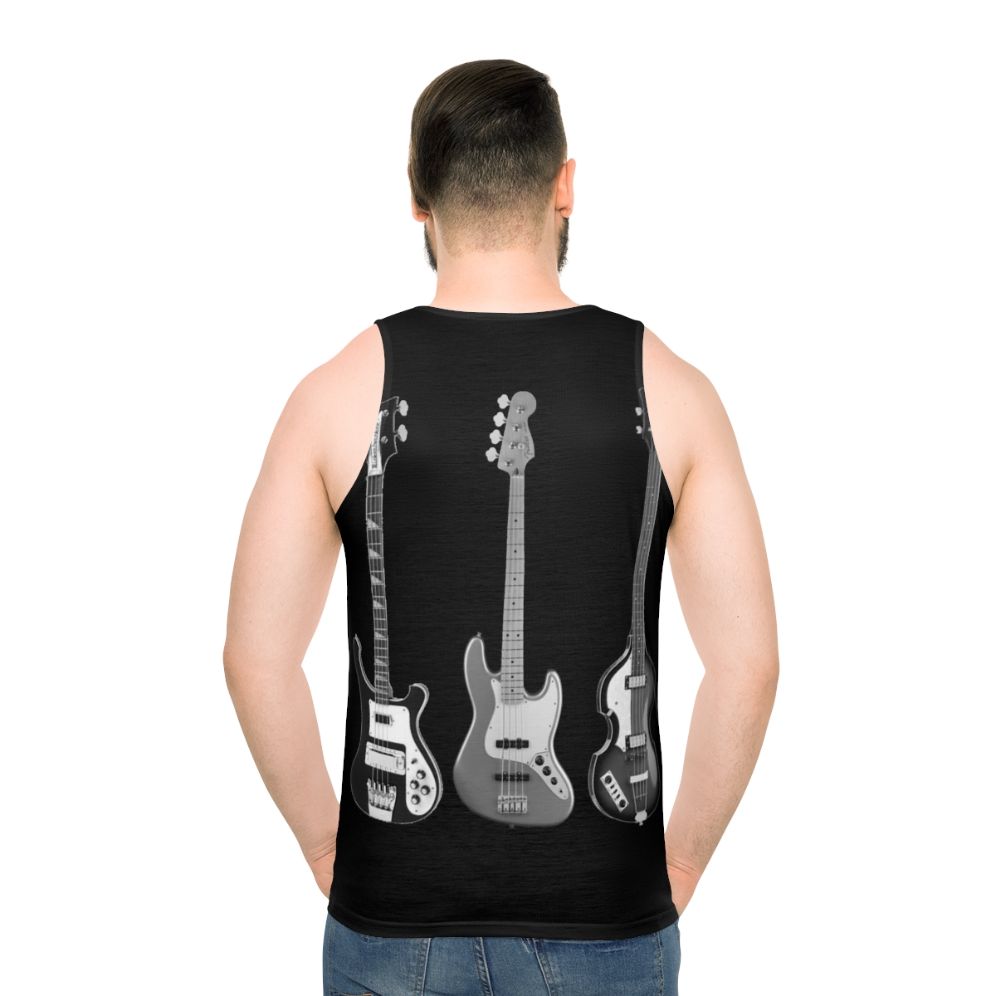 Unisex tank top featuring bass and guitar designs