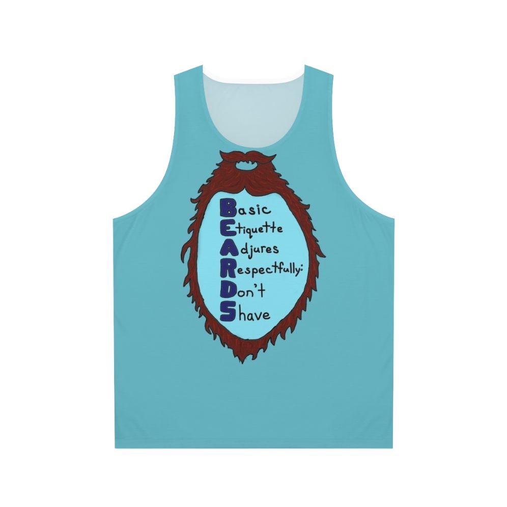 Unisex tank top with acrostic poem celebrating beards