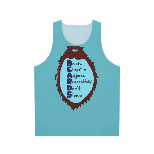 Unisex tank top with acrostic poem celebrating beards
