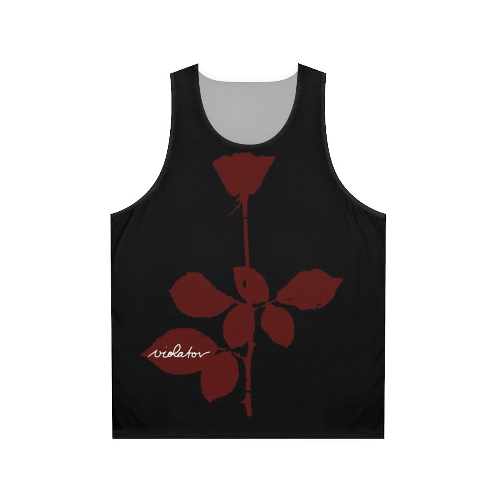 Unisex best friend 80s music tank top with rose design