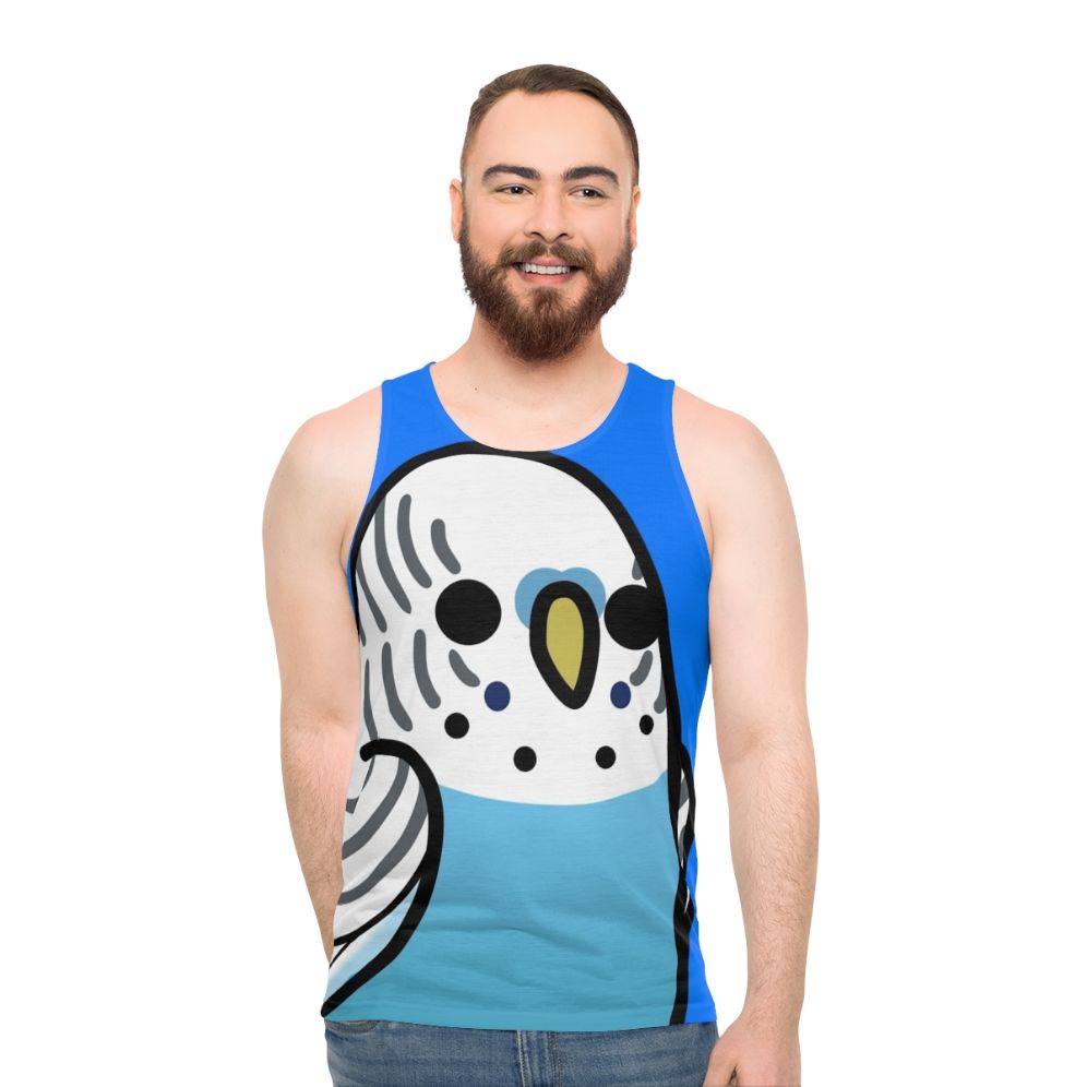 Unisex bird and budgie pattern tank top