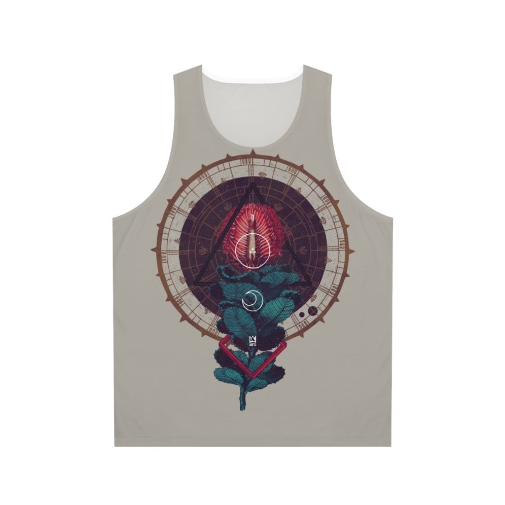 Unisex tank top with sacred geometry and arcane symbols
