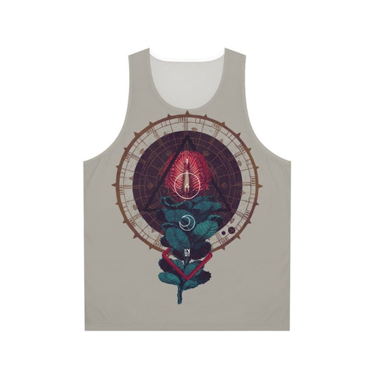 Unisex tank top with sacred geometry and arcane symbols