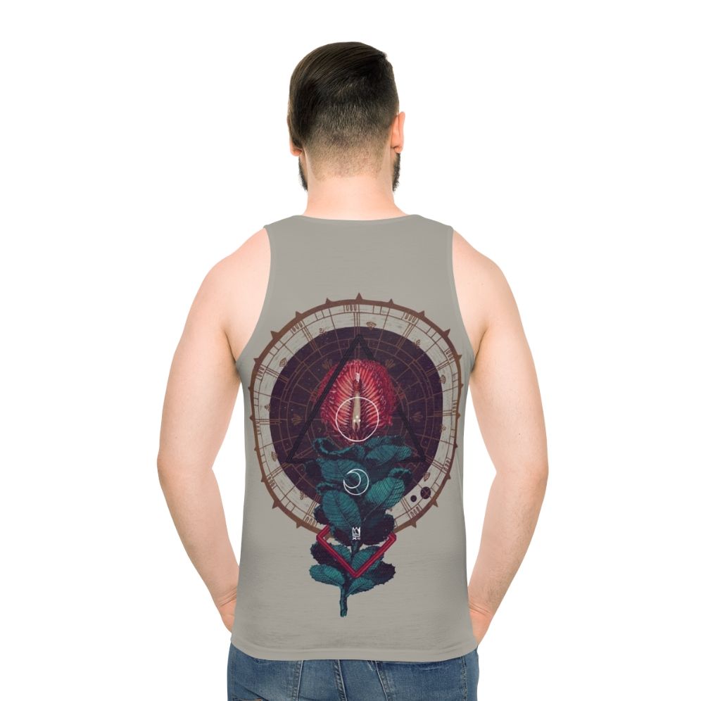 Unisex tank top with sacred geometry and arcane symbols