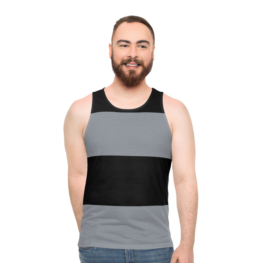 Unisex black and gray horizontal stripes tank top