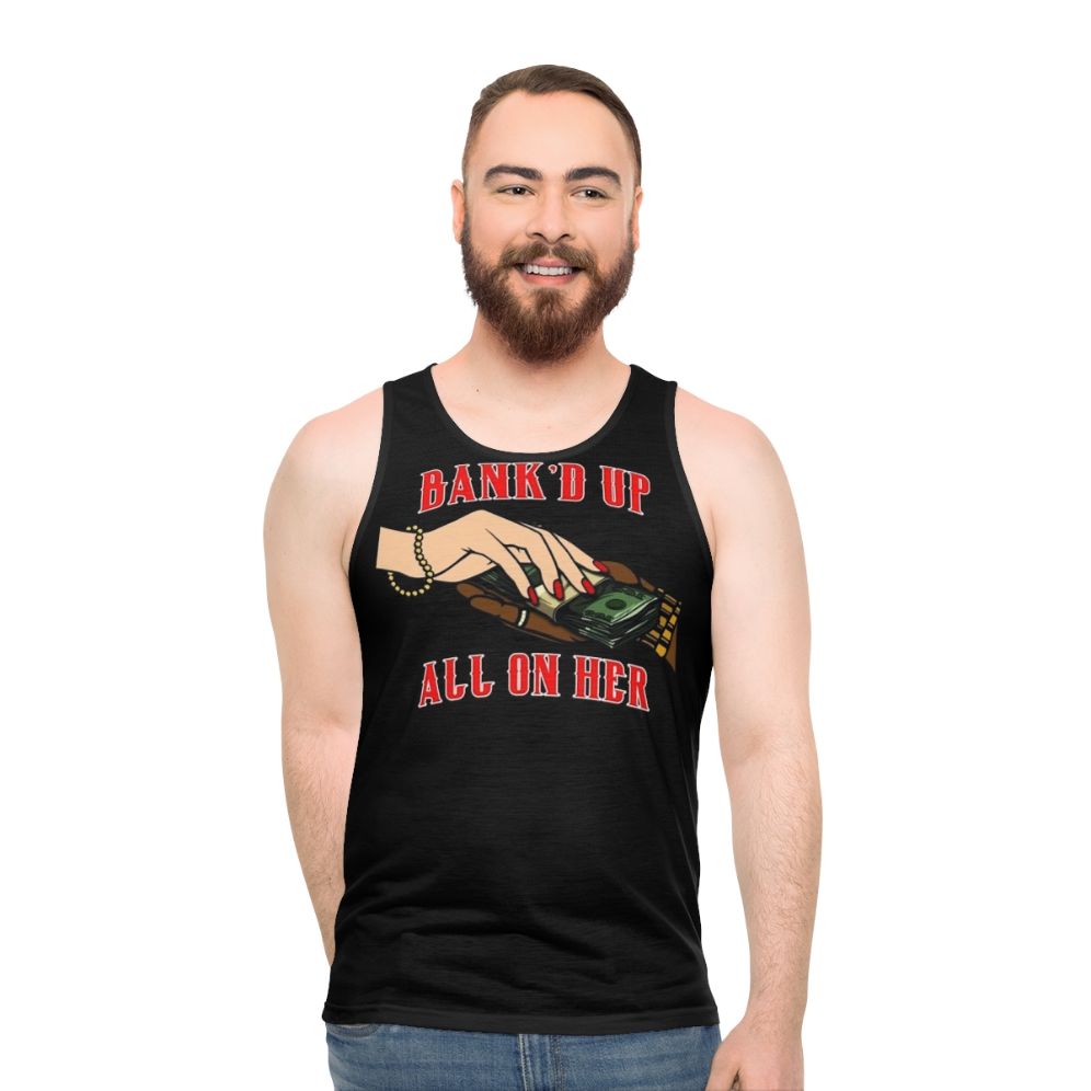 Unisex black and red tank top