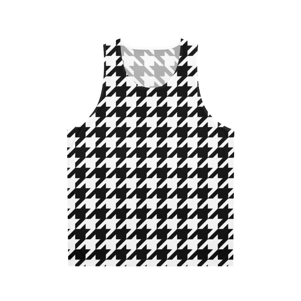 Unisex Black and White Houndstooth Tank Top