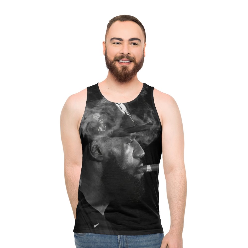 Unisex black and white smoking cigar tank top