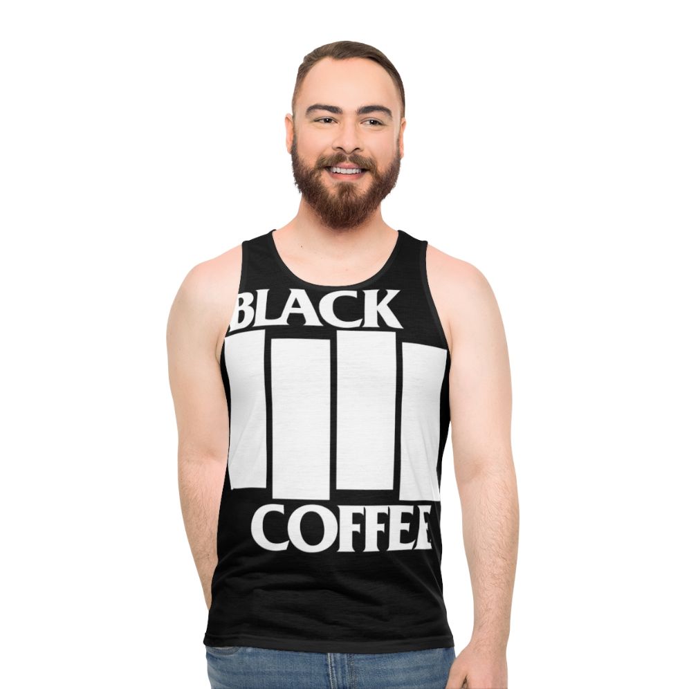 Unisex black coffee hardcore music tank top