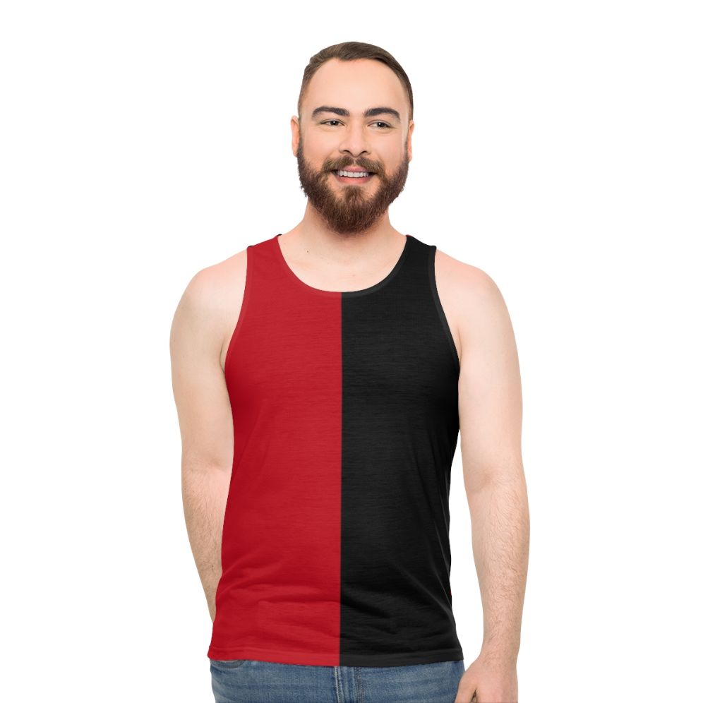 Unisex black and red graphic tank top